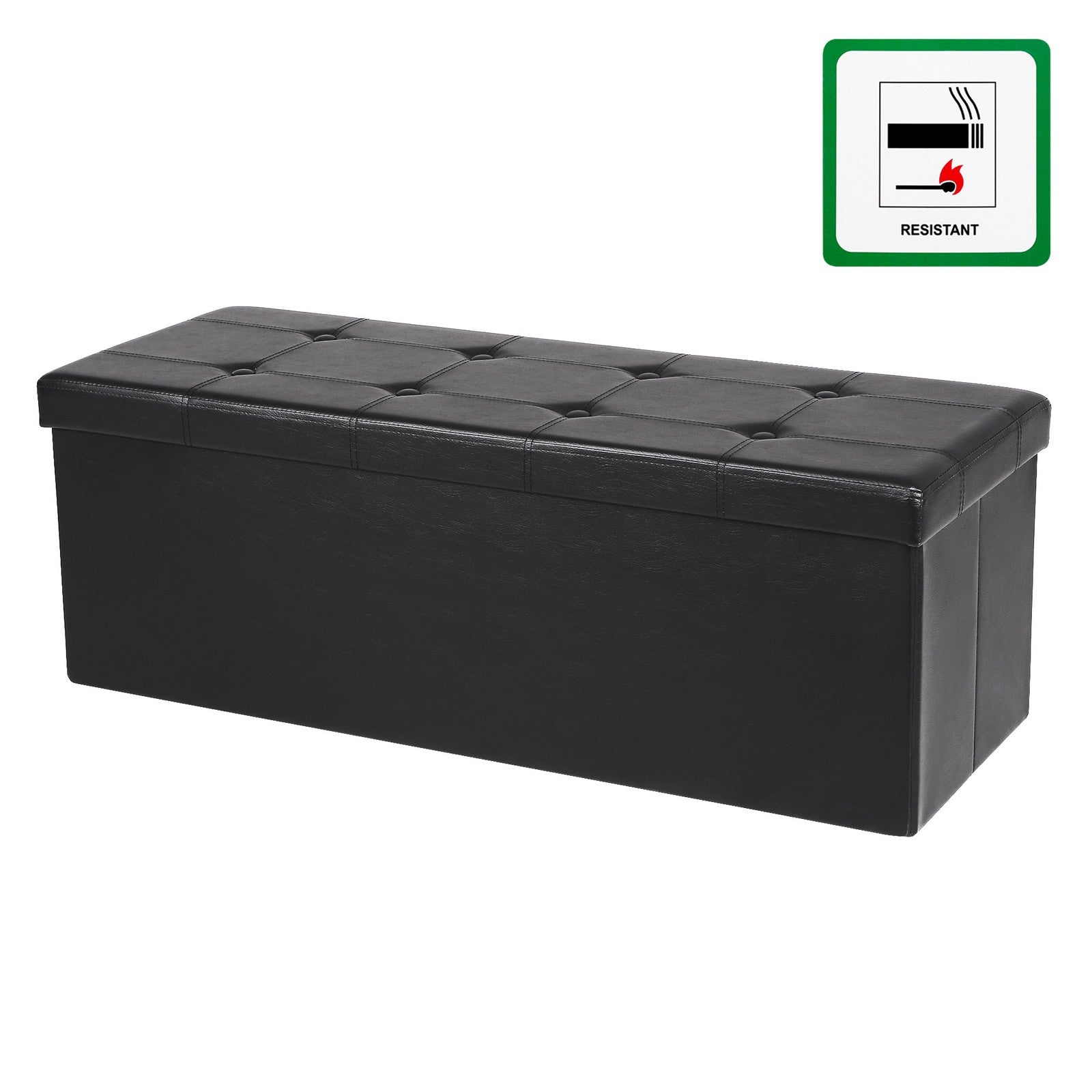 Cube Ottoman – Fabric – Ink Black – Foldable with Storage and 300kg Capacity