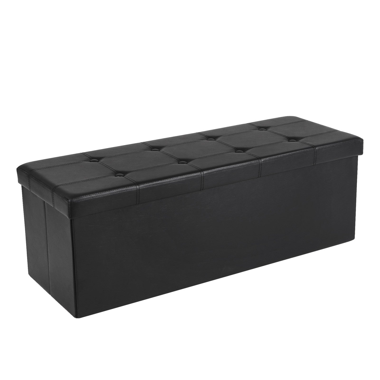 Cube Ottoman – Fabric – Ink Black – Foldable with Storage and 300kg Capacity