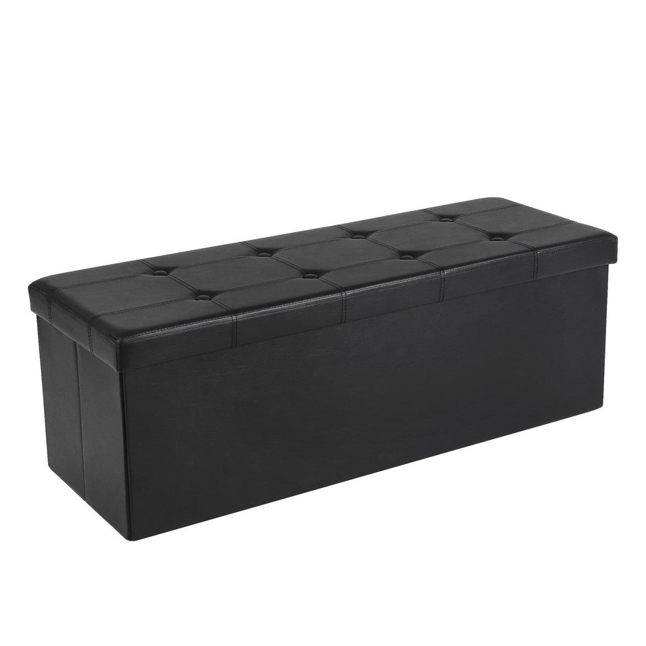 Cube Ottoman – Fabric – Ink Black – Foldable with Storage and 300kg Capacity