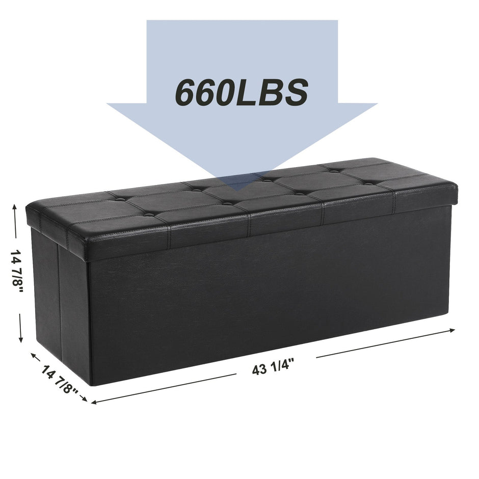 Cube Ottoman – Fabric – Ink Black – Foldable with Storage and 300kg Capacity
