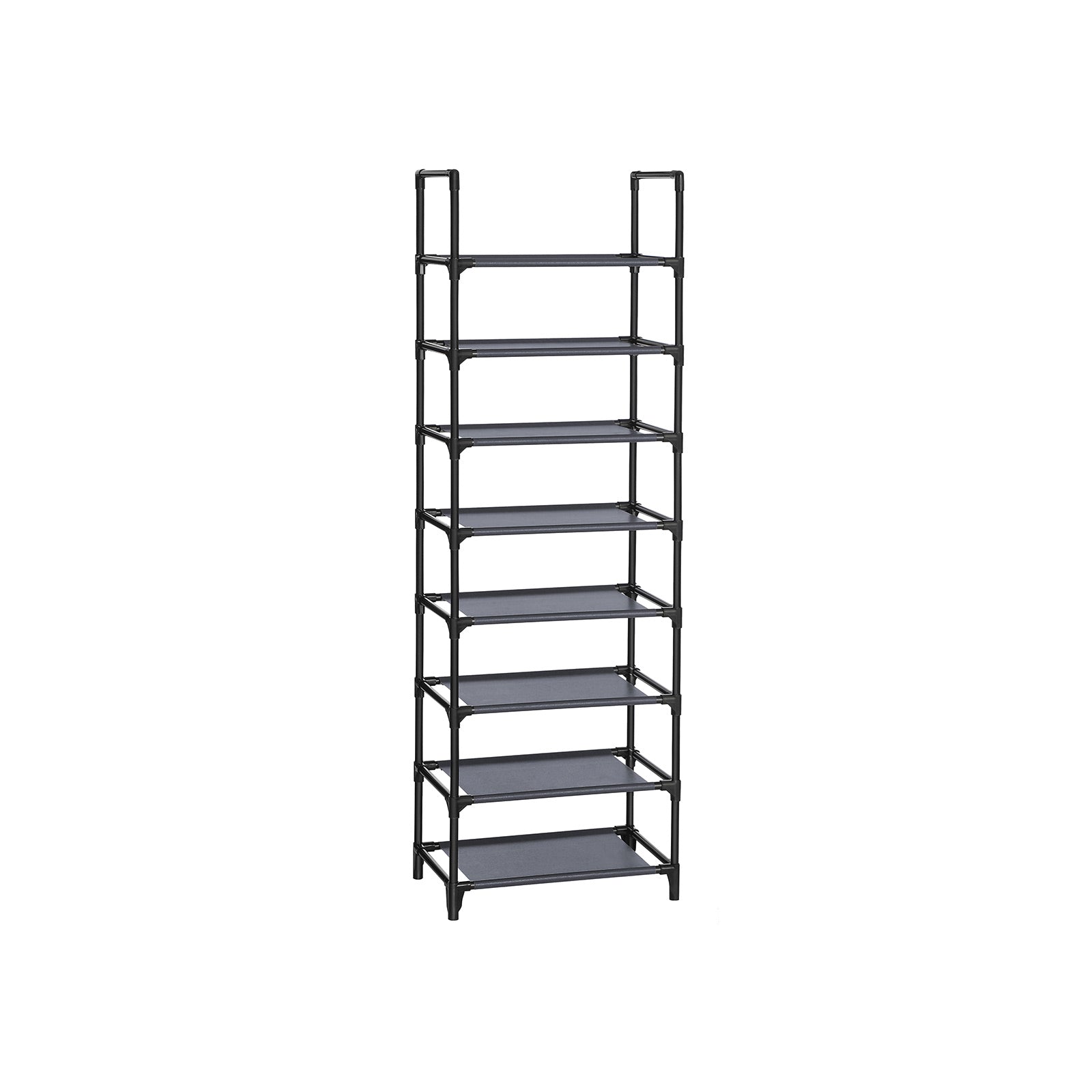 Shoe Organiser Rack – Metal & Non-Woven Fabric – Grey – 8-Tier, Holds 16-20 Pairs