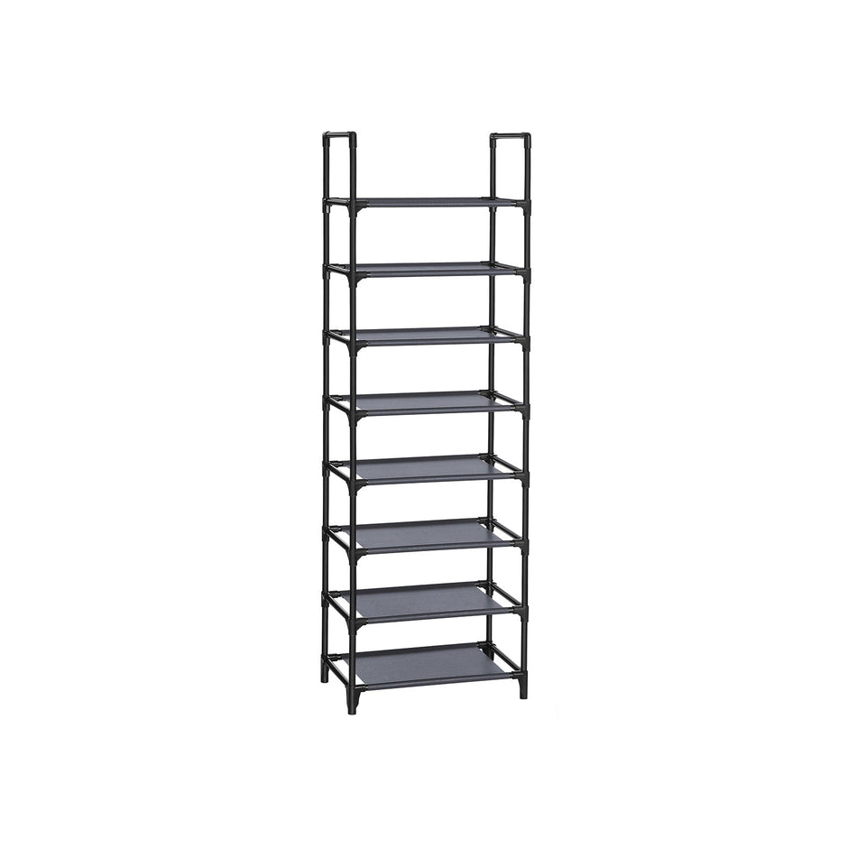 Shoe Organiser Rack – Metal & Non-Woven Fabric – Grey – 8-Tier, Holds 16-20 Pairs