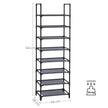 Shoe Organiser Rack – Metal & Non-Woven Fabric – Grey – 8-Tier, Holds 16-20 Pairs