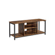 TV Stand – Wood – Rustic Brown and Black – Open Shelves for Up to 60 Inches
