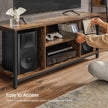 TV Stand – Wood – Rustic Brown and Black – Open Shelves for Up to 60 Inches