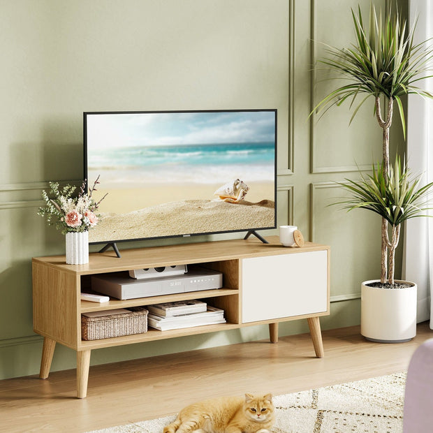 TV Stand Cabinet – Engineered Wood – White – Modern Design for TVs up to 55 Inches