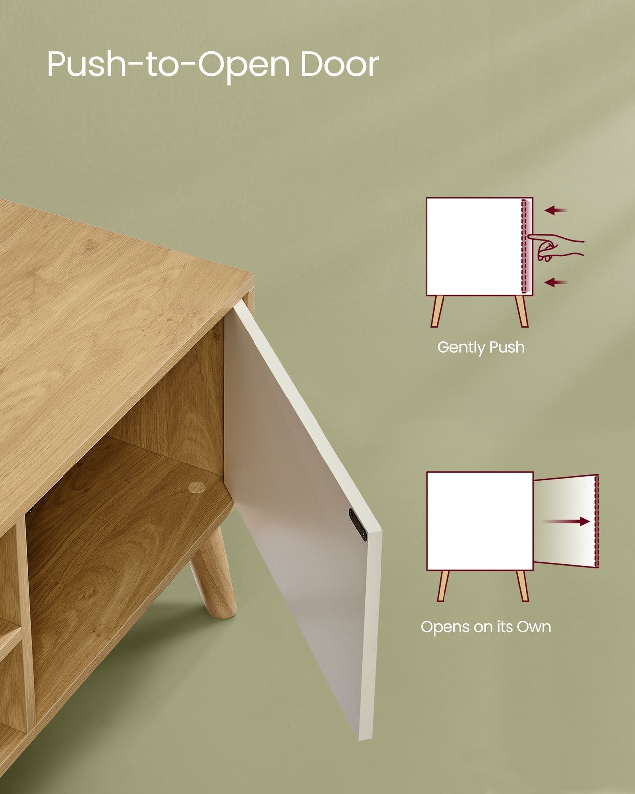 TV Stand Cabinet – Engineered Wood – White – Modern Design for TVs up to 55 Inches