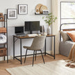 Small Office Desk – Metal – Rustic Brown – Industrial Design, Simple Assembly