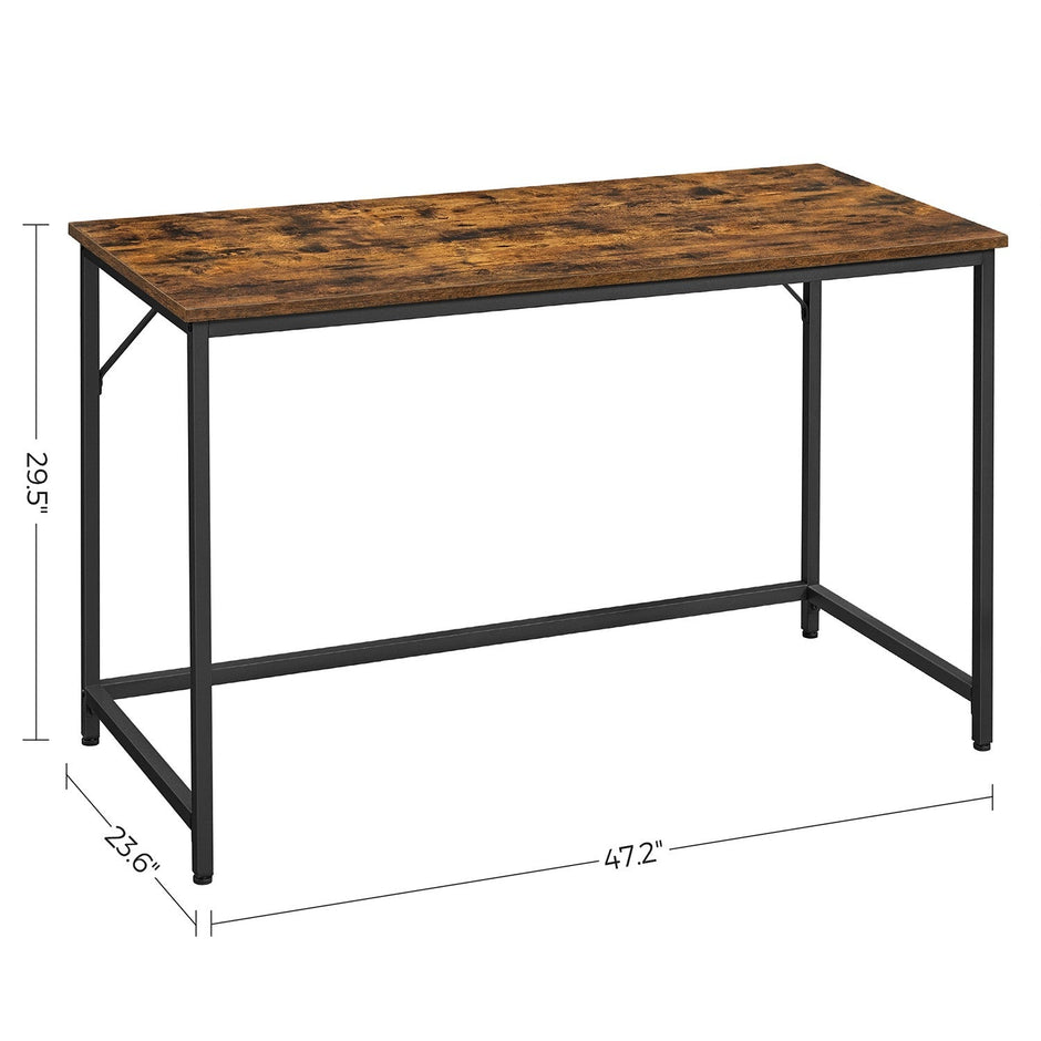Small Office Desk – Metal – Rustic Brown – Industrial Design, Simple Assembly