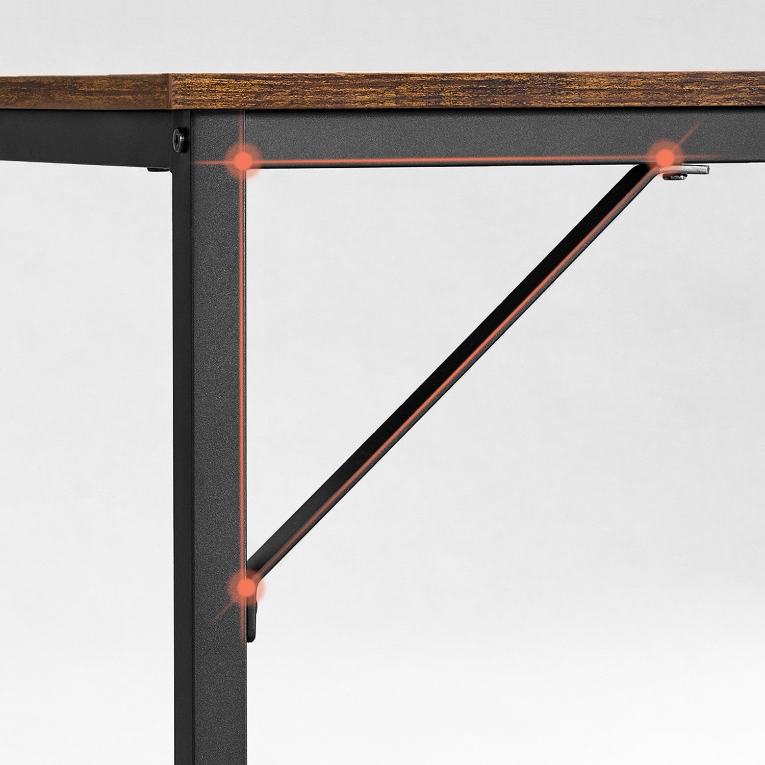 Small Office Desk – Metal – Rustic Brown – Industrial Design, Simple Assembly