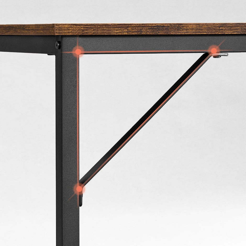 Small Office Desk – Metal – Rustic Brown – Industrial Design, Simple Assembly
