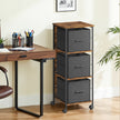3 Drawer File Cabinet – Wood – Brown – Multi-Functional with Printer Stand and Book Shelf
