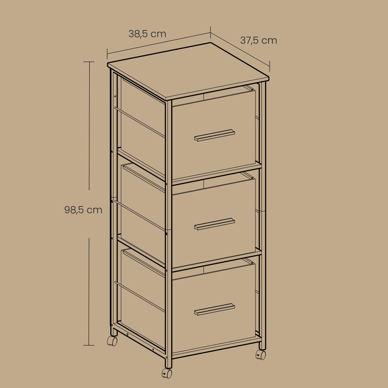 3 Drawer File Cabinet – Wood – Brown – Multi-Functional with Printer Stand and Book Shelf