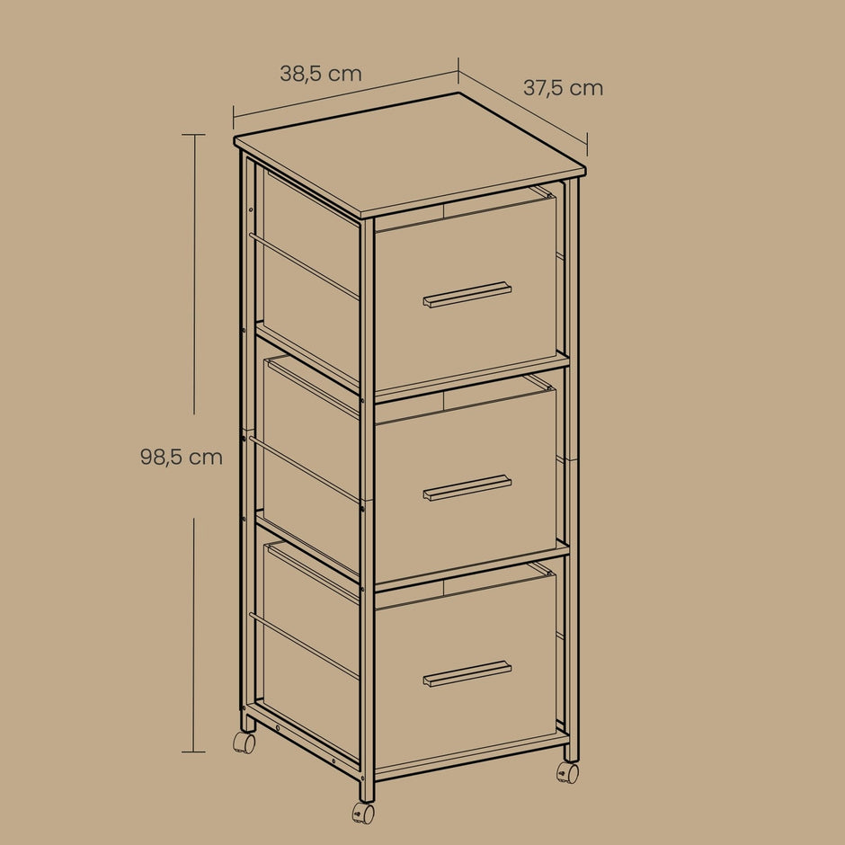 3 Drawer File Cabinet – Wood – Brown – Multi-Functional with Printer Stand and Book Shelf