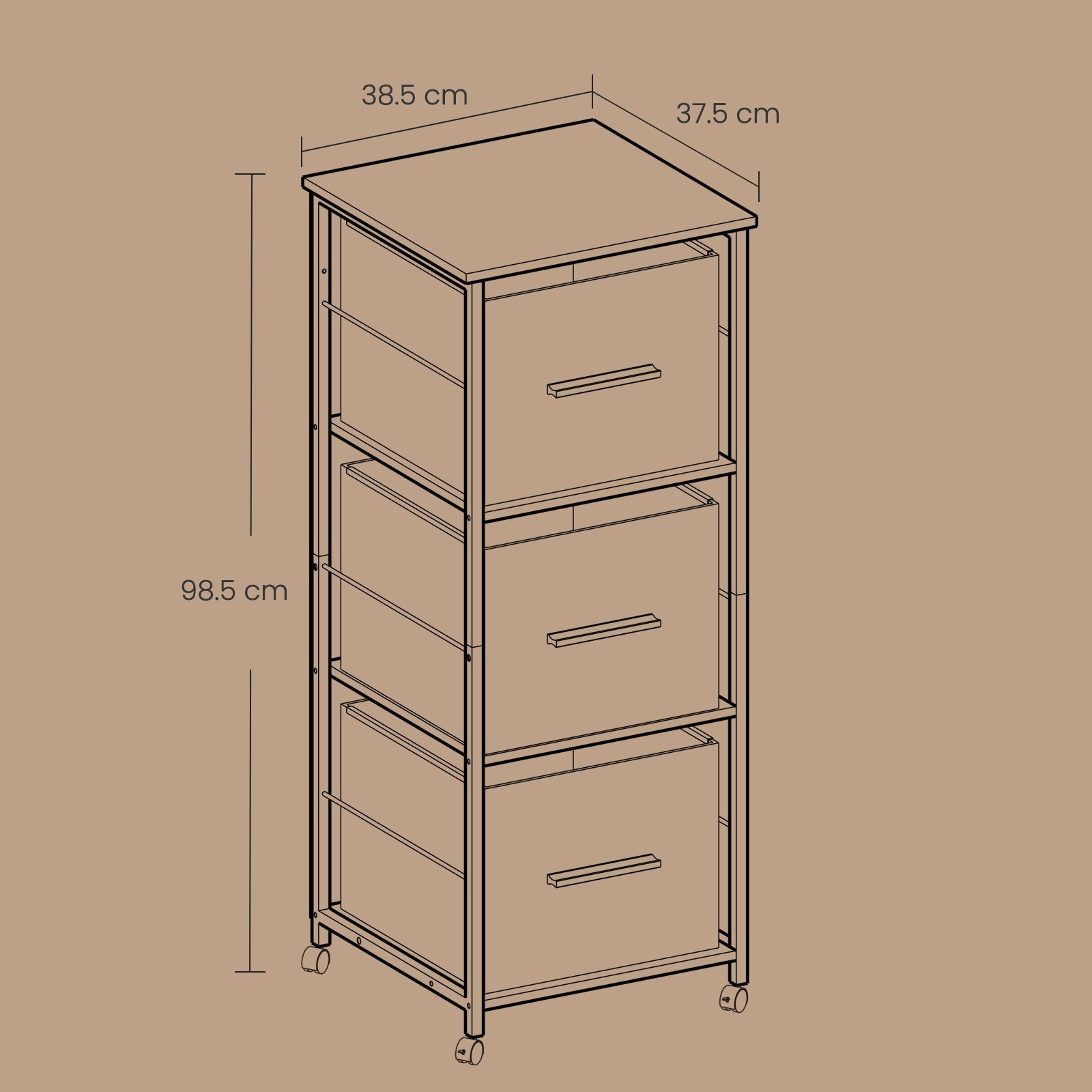 File Cabinet – Engineered Wood – Black – 3 Drawers with Printer Stand and Bookshelf