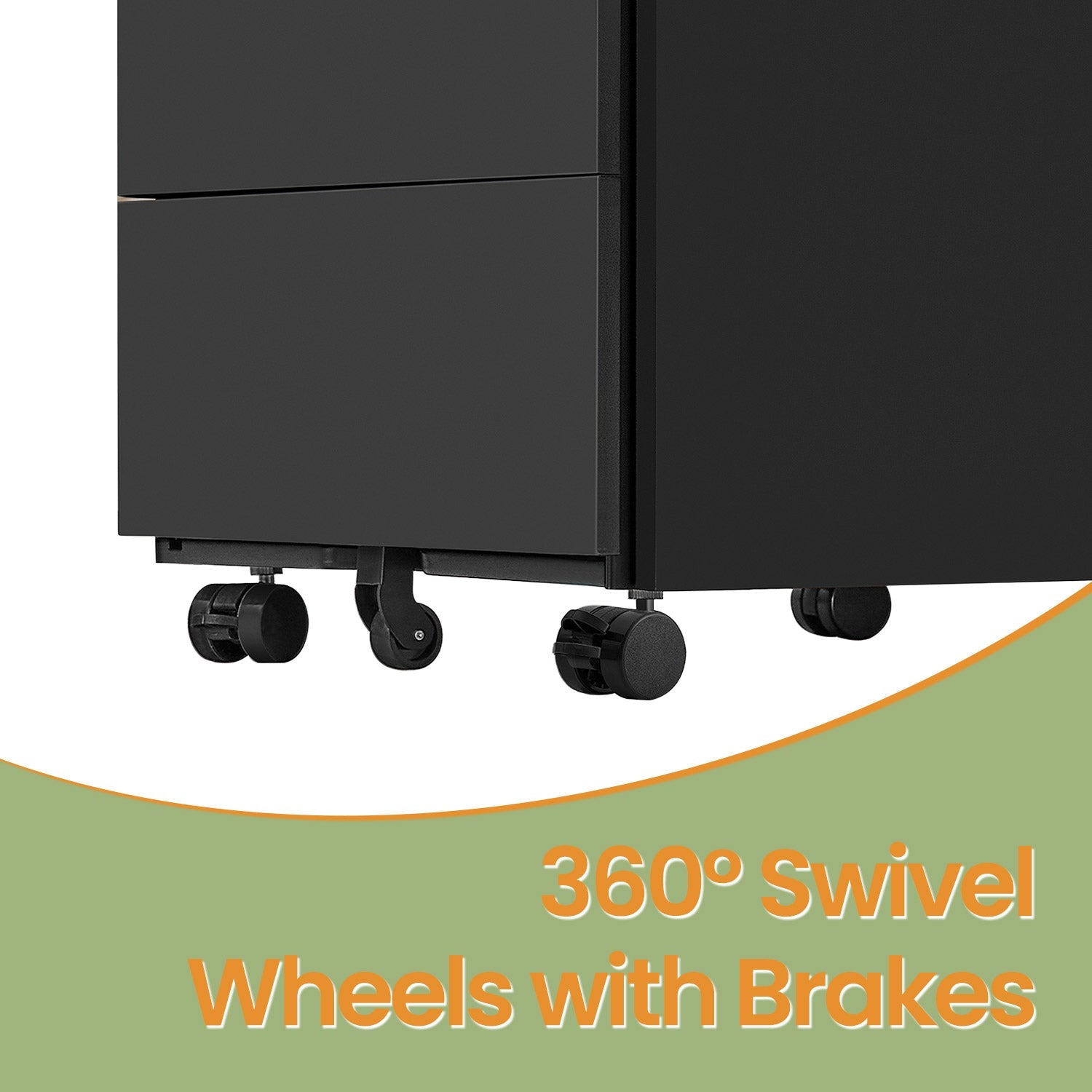 Mobile Filing Cabinet – Wood – Ink Black – Lockable with 4 Drawers