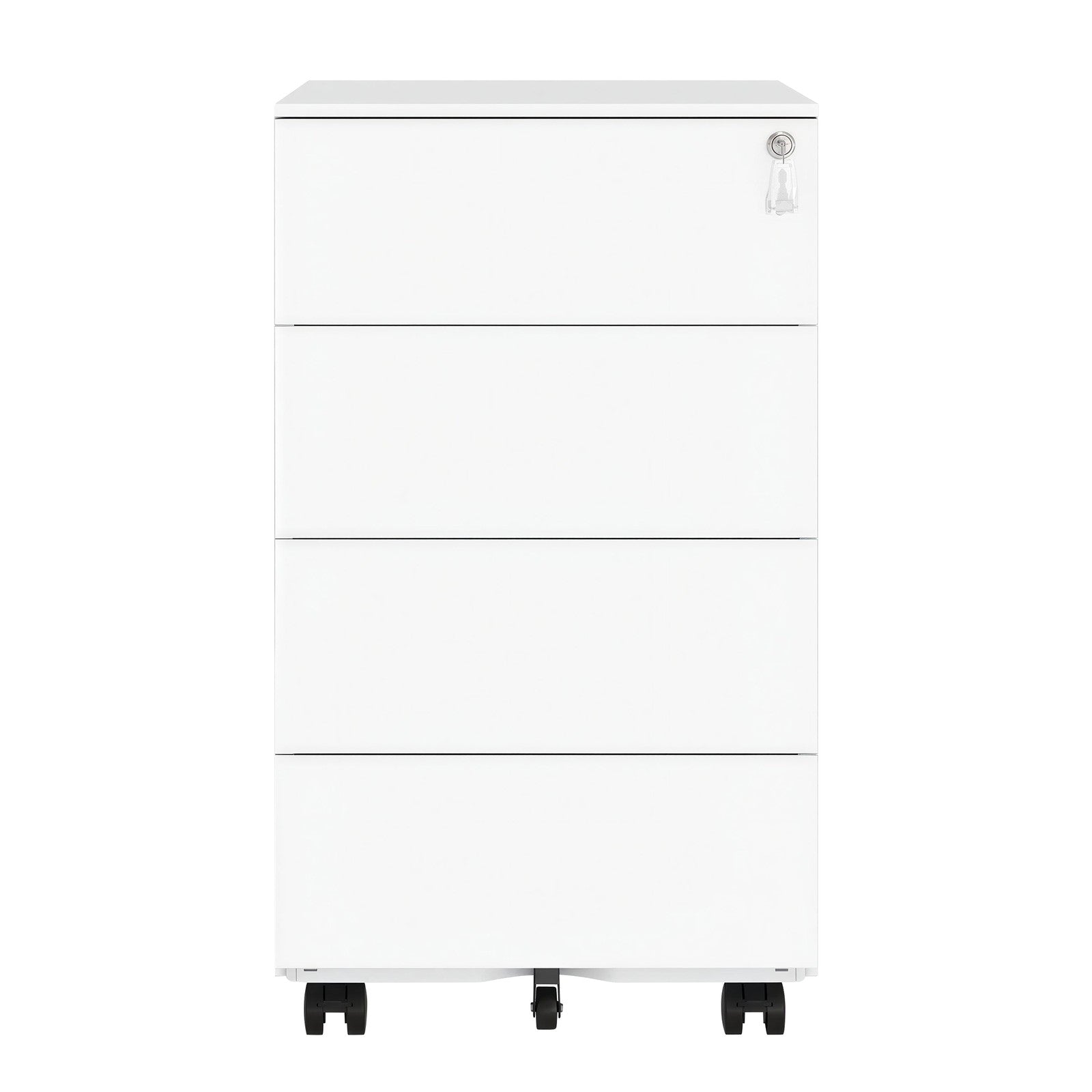Lockable Mobile File Cabinet – Engineered Wood – Ink Black – 4 Drawers for Documents and Stationery
