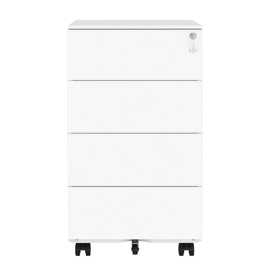 Lockable Mobile File Cabinet – Engineered Wood – Ink Black – 4 Drawers for Documents and Stationery