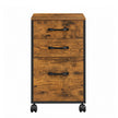 Filing Cabinet – Metal and Wood – Rustic Brown and Ink Black – 3 Drawers with Wheels for A4 and Letter Sized Documents