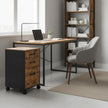 Filing Cabinet – Metal and Wood – Rustic Brown and Ink Black – 3 Drawers with Wheels for A4 and Letter Sized Documents