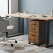 Filing Cabinet – Metal and Wood – Rustic Brown and Ink Black – 3 Drawers with Wheels for A4 and Letter Sized Documents