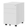 Mobile Office File Cabinet – Steel – White – Lockable with Wheels and Hanging File Rails