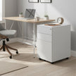 Mobile Office File Cabinet – Steel – White – Lockable with Wheels and Hanging File Rails