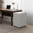 Mobile Office File Cabinet – Steel – White – Lockable with Wheels and Hanging File Rails