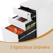 Mobile Office File Cabinet – Steel – White – Lockable with Wheels and Hanging File Rails