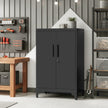 Metal Storage Cabinet – Steel – Ink Black – Lockable with Shelves for Home and Office