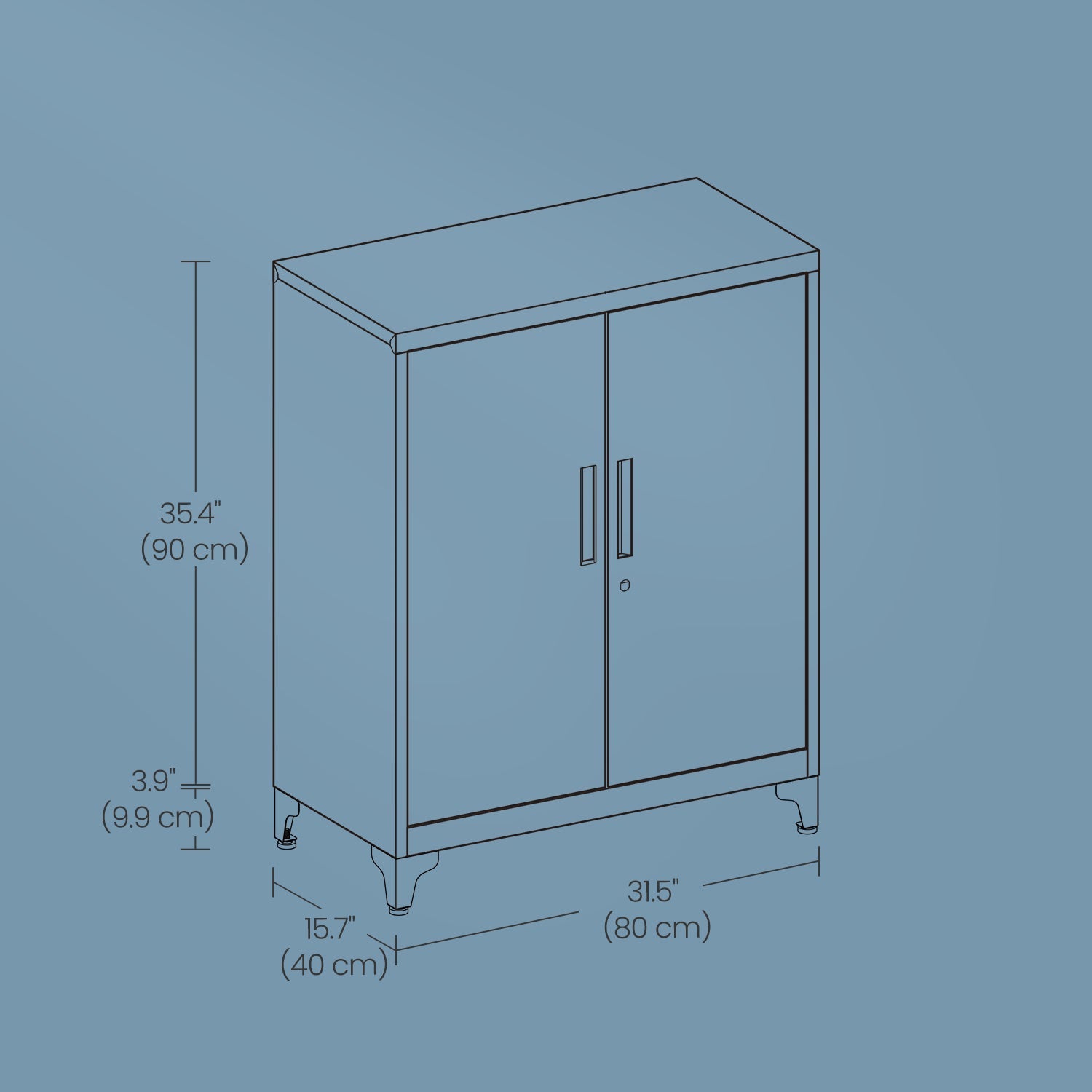 File Cabinet – Steel – Matte Grey – Lockable with Storage Shelves