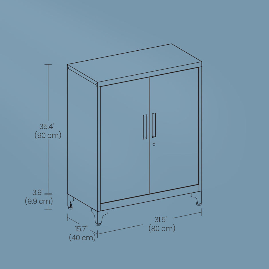 File Cabinet – Steel – Matte Grey – Lockable with Storage Shelves