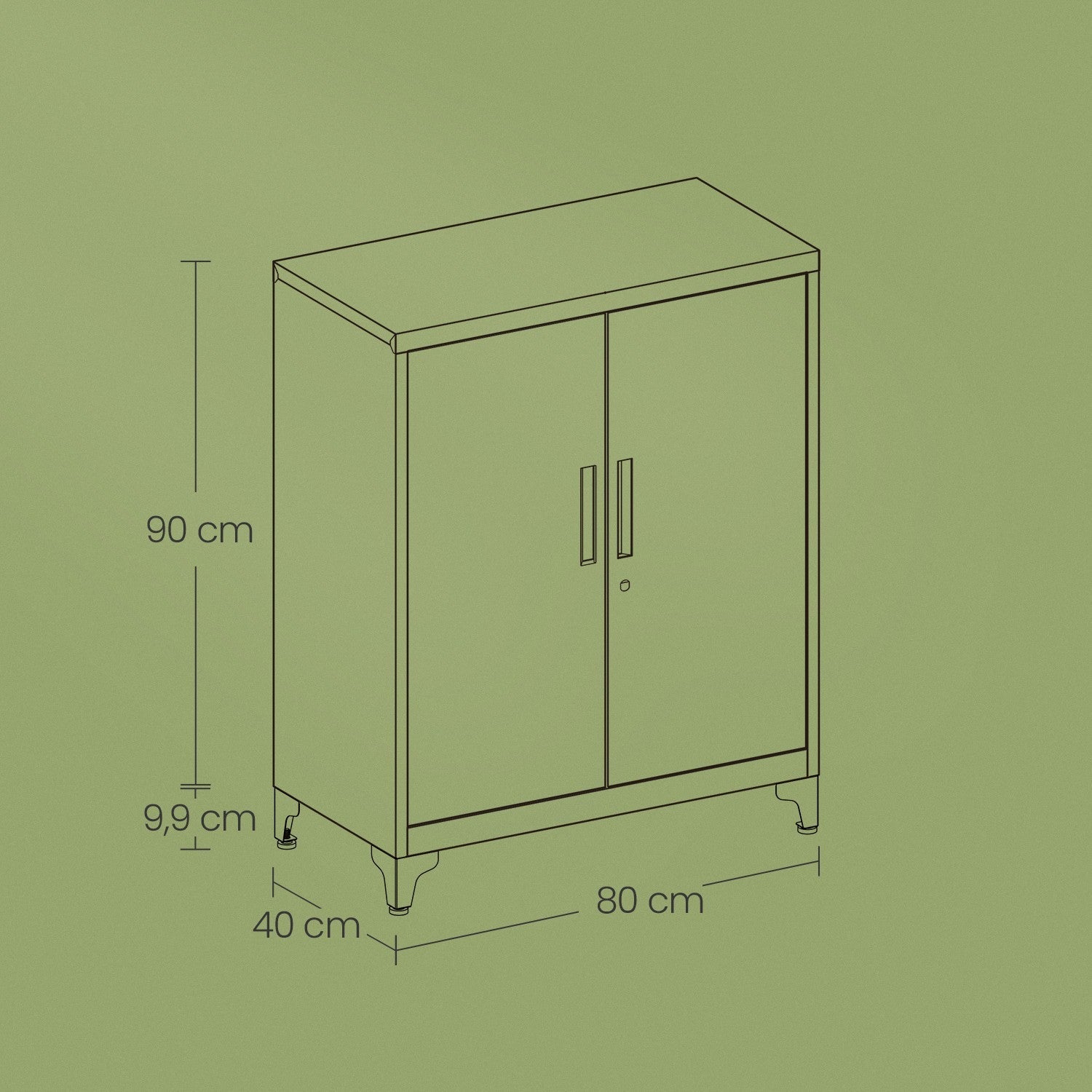 File Cabinet – Steel – Matte Grey – Lockable with Storage Shelves