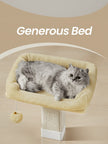 Cat Scratching Post – Wood and Plush – Beige – Climbing Tower with Perch
