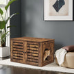 Cat Litter Box Cabinet – Rustic Brown – Hidden Design with Removable Divider and Shutter Doors
