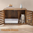 Cat Litter Box Cabinet – Rustic Brown – Hidden Design with Removable Divider and Shutter Doors
