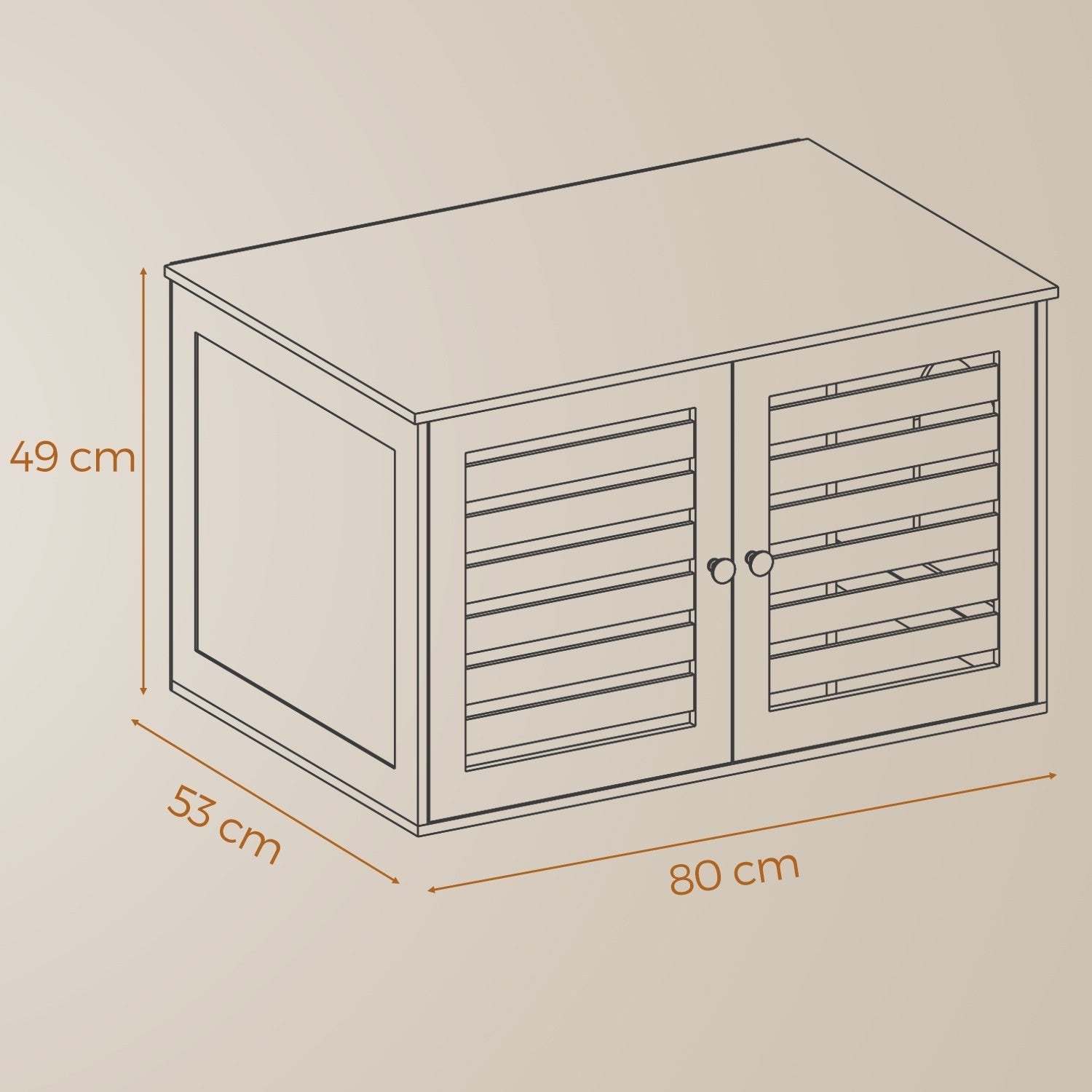 Cat Litter Box Cabinet – Rustic Brown – Hidden Design with Removable Divider and Shutter Doors