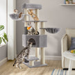 Heavy-Duty Cat Condo – Wood – Dove Grey and Black – 9 Scratching Posts and Self-Warming Pads