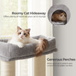 Heavy-Duty Cat Condo – Wood – Dove Grey and Black – 9 Scratching Posts and Self-Warming Pads