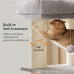 Heavy-Duty Cat Condo – Wood – Dove Grey and Black – 9 Scratching Posts and Self-Warming Pads