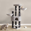 Large Cat Condo – Heavy Duty – Dove Grey and Black – 9 Scratching Posts with Self-Warming Pads and Self-Groomers