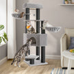 Large Cat Condo – Heavy Duty – Dove Grey and Black – 9 Scratching Posts with Self-Warming Pads and Self-Groomers