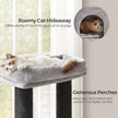 Large Cat Condo – Heavy Duty – Dove Grey and Black – 9 Scratching Posts with Self-Warming Pads and Self-Groomers