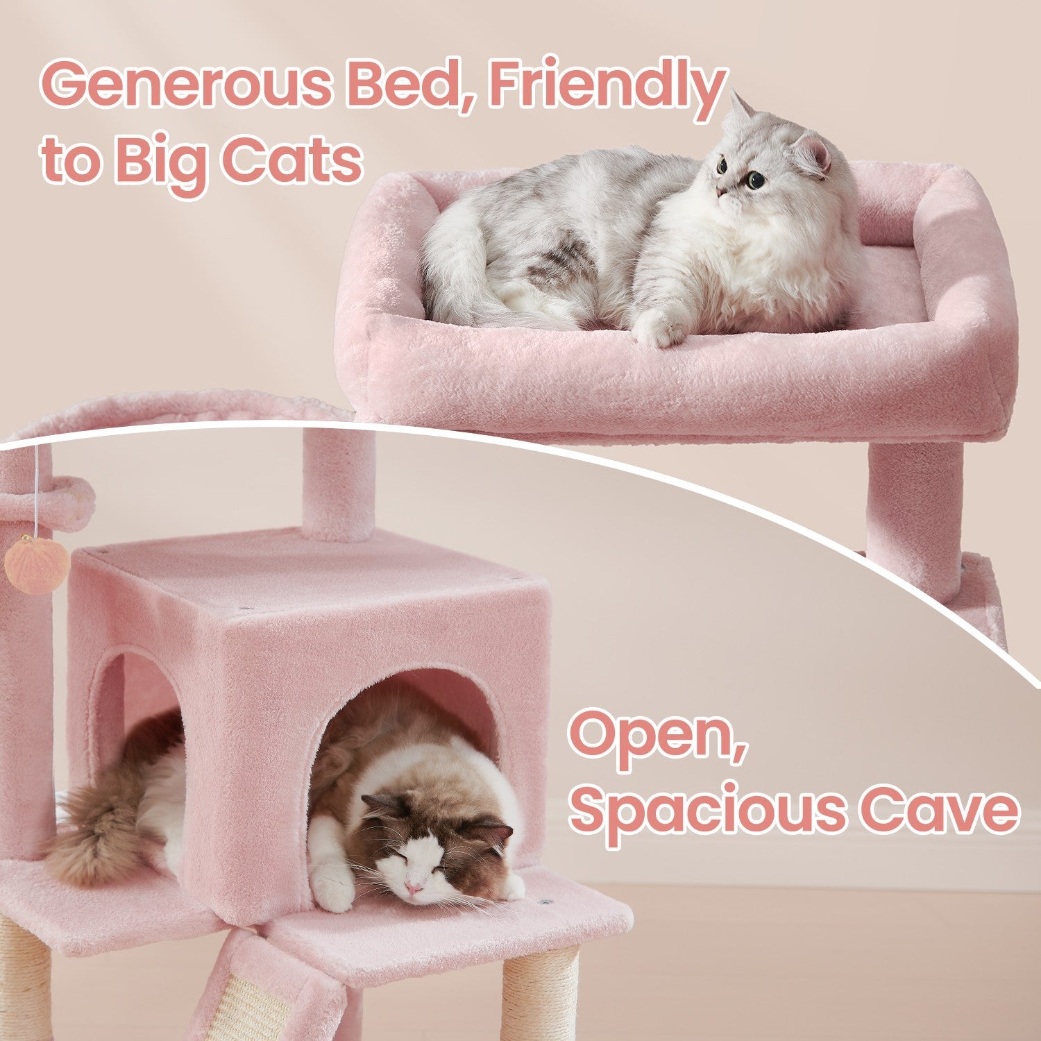 Cat Tree – PCT051P01 – Jelly Pink – Widened Perch for Large Cats and Kittens