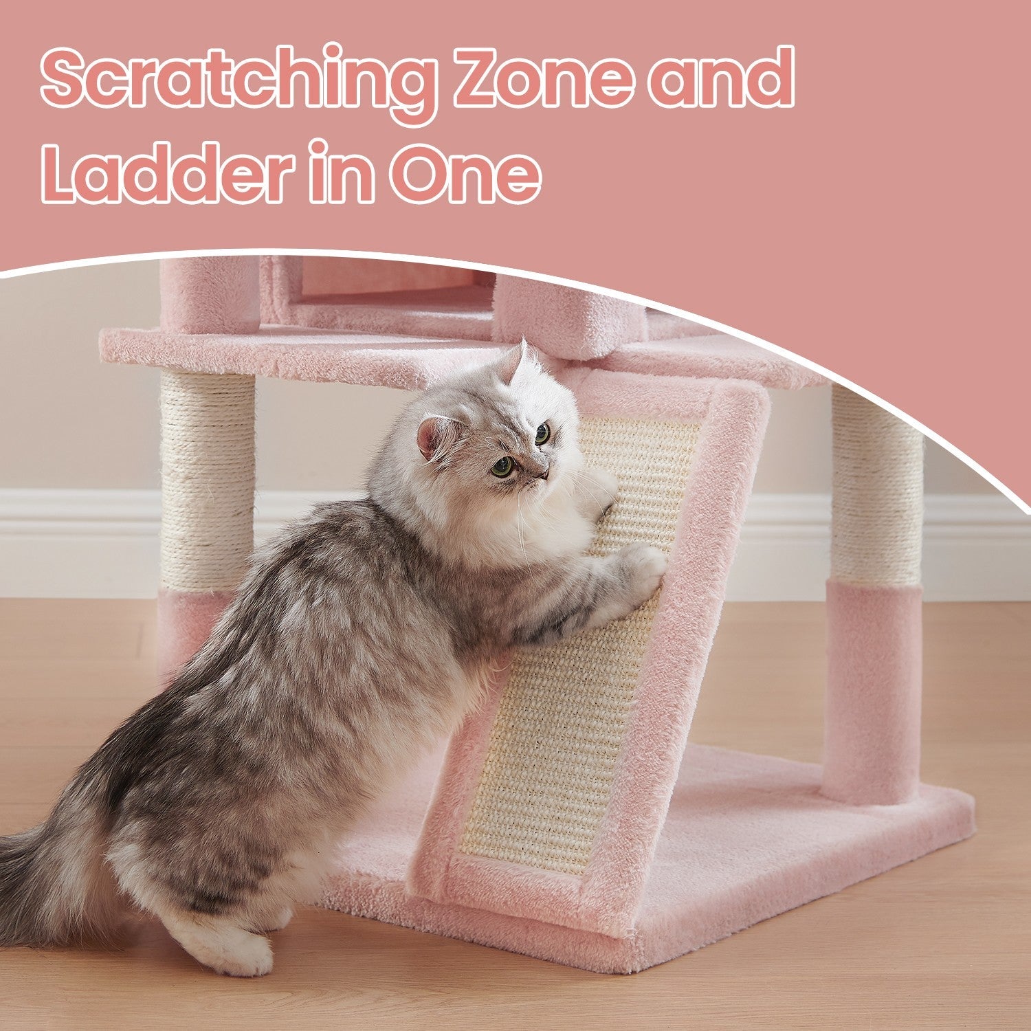 Cat Tree – PCT051P01 – Jelly Pink – Widened Perch for Large Cats and Kittens