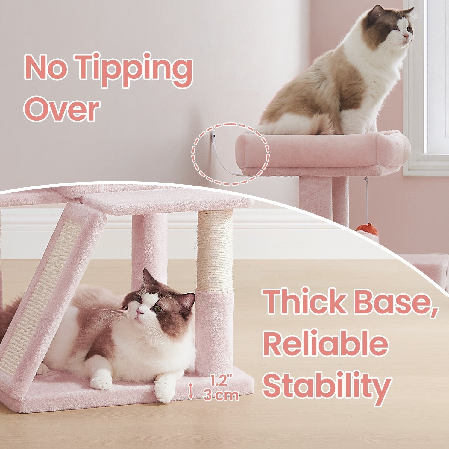 Cat Tree – PCT051P01 – Jelly Pink – Widened Perch for Large Cats and Kittens