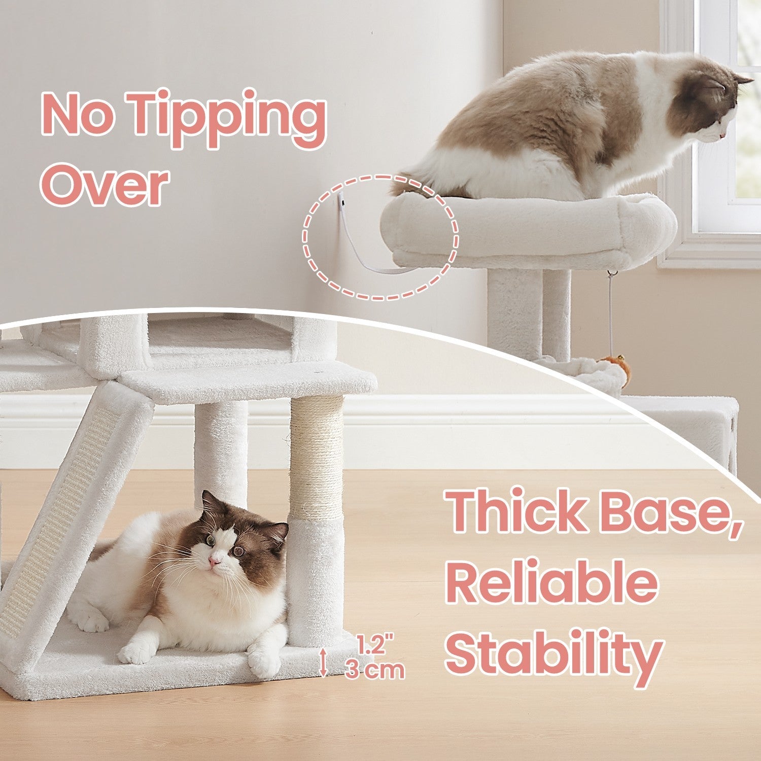 Cat Tree – PCT051P01 – Jelly Pink – Widened Perch for Large Cats and Kittens