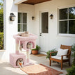 Cat Tree – Wood – Light Grey – Large Perch with Two Cat Caves and Scratching Post