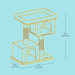 Cat Tree – Wood – Light Grey – Large Perch with Two Cat Caves and Scratching Post