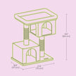 Cat Tree – Wood – Light Grey – Large Perch with Two Cat Caves and Scratching Post
